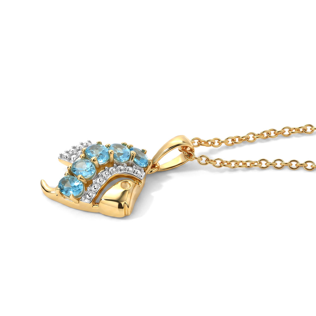 D'Joy AA Blauer Apatit Schmuckset ca. 50 cm 925 Silber Gold und Edelstahl Gold ca. 1,04 ct.