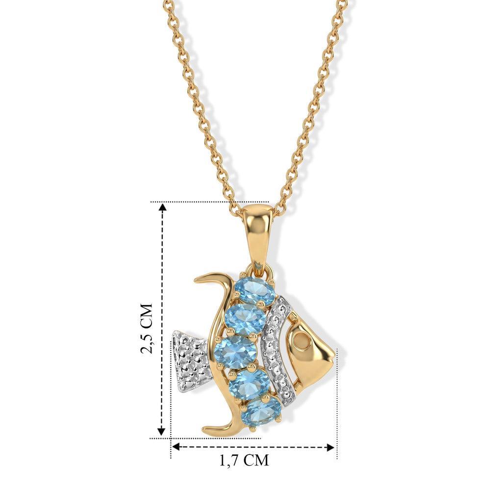 D'Joy AA Blauer Apatit Schmuckset ca. 50 cm 925 Silber Gold und Edelstahl Gold ca. 1,04 ct.