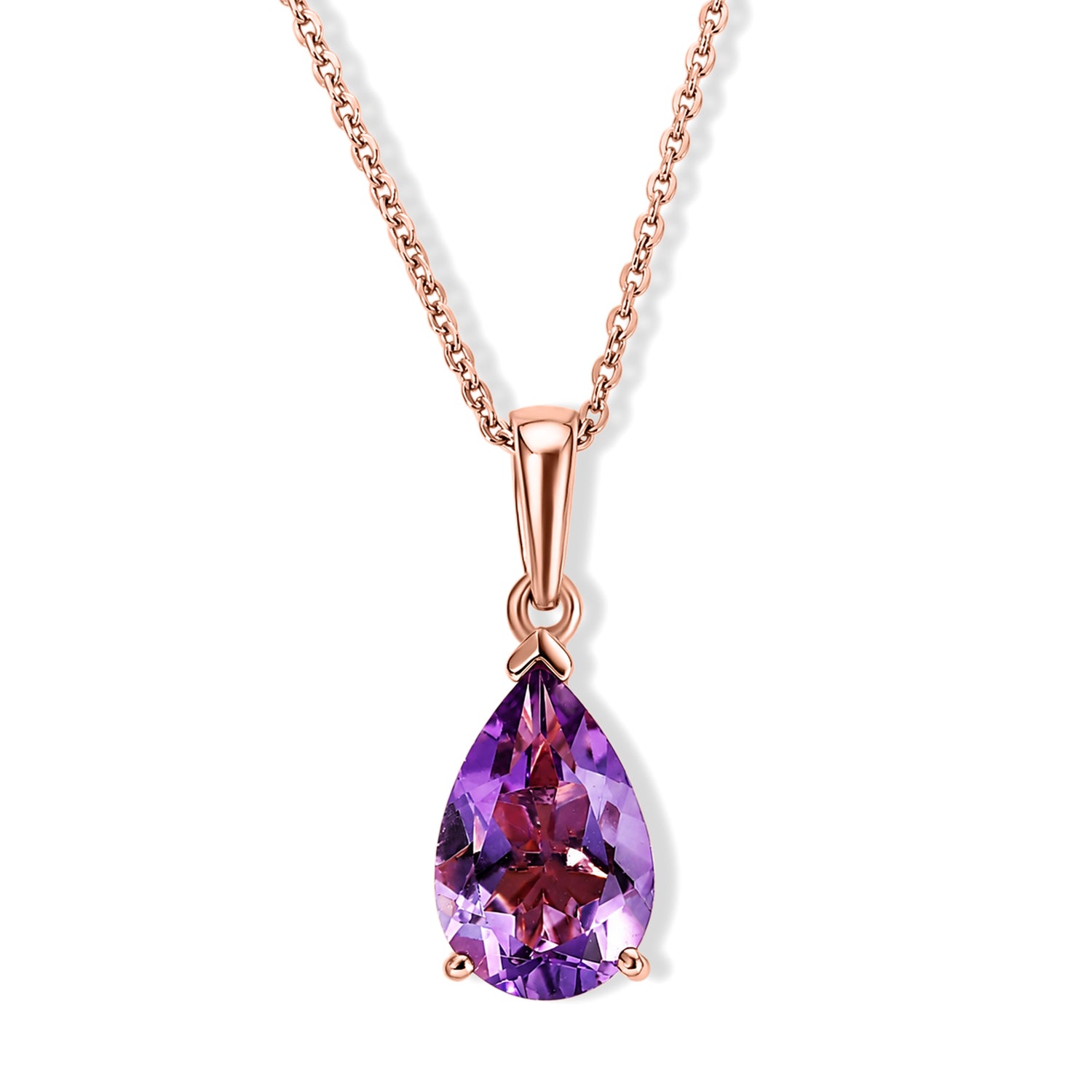 D'Joy Rose De France Amethyst Schmuckset ca. 50 cm 925 Silber Rosévergoldet ca. 2,53 ct.