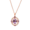 EverTrue Rose De France Amethyst Halo-Stil Anhänger mit 50cm Edelstahl-Kette, 950 Kupfer rosévergoldet - 5,42 ct.