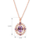 EverTrue Rose De France Amethyst Halo-Stil Anhänger mit 50cm Edelstahl-Kette, 950 Kupfer rosévergoldet - 5,42 ct.