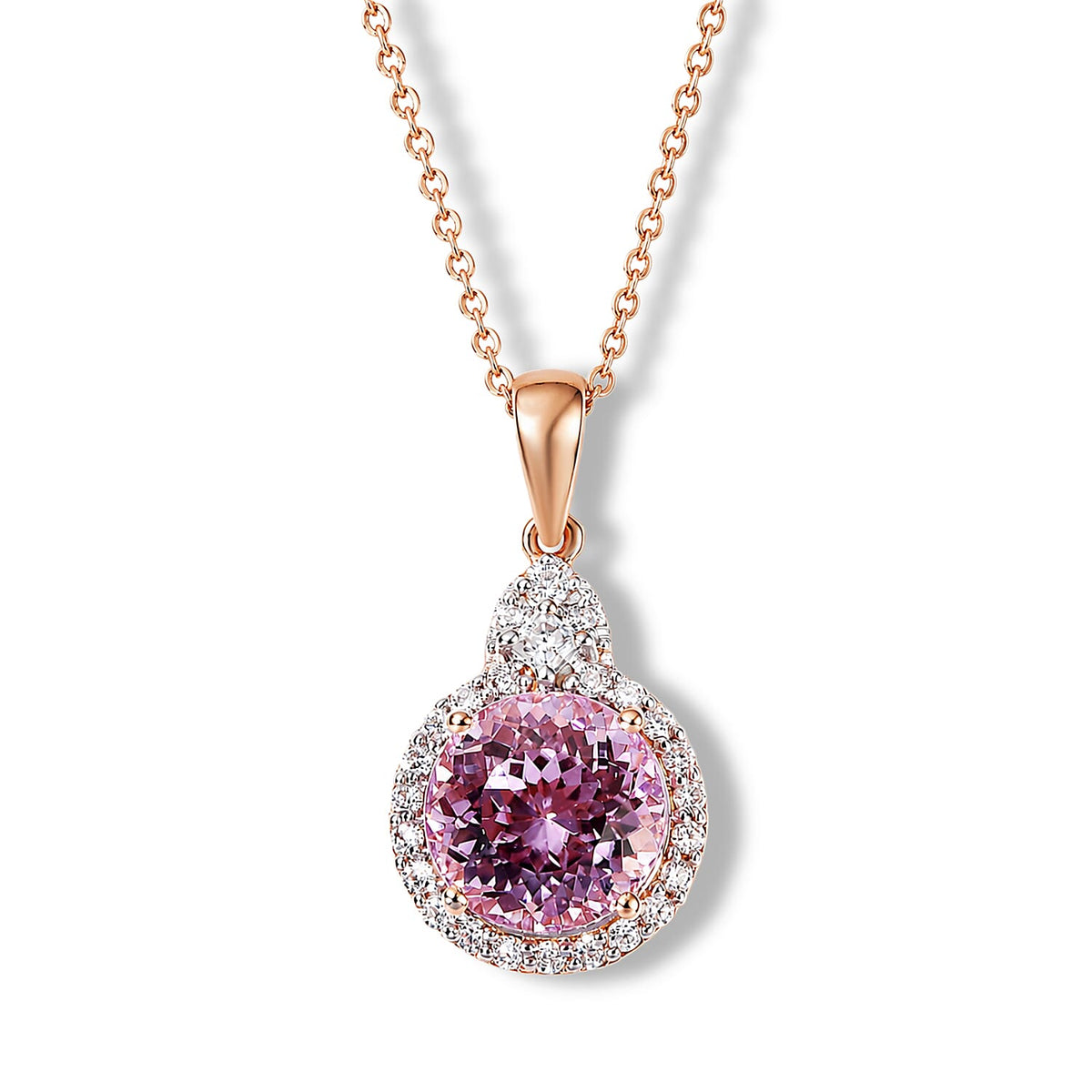 D'Joy AA Martha Rocha Kunzite, Moissanit Schmuckset ca. 45 cm 925 Silber 750 Roségold vermeil ca. 4,02 ct.