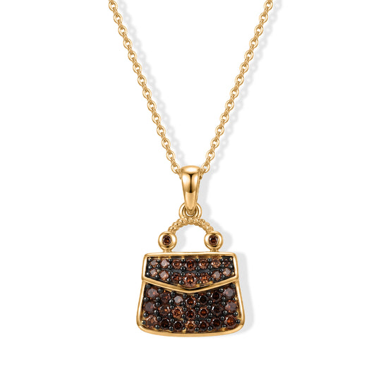 D'Joy Roter Diamant (IR) Anhänger mit Kette, ca. 50 cm 925 Silber 750 Gelbgold vermeil ca. 0.52 ct