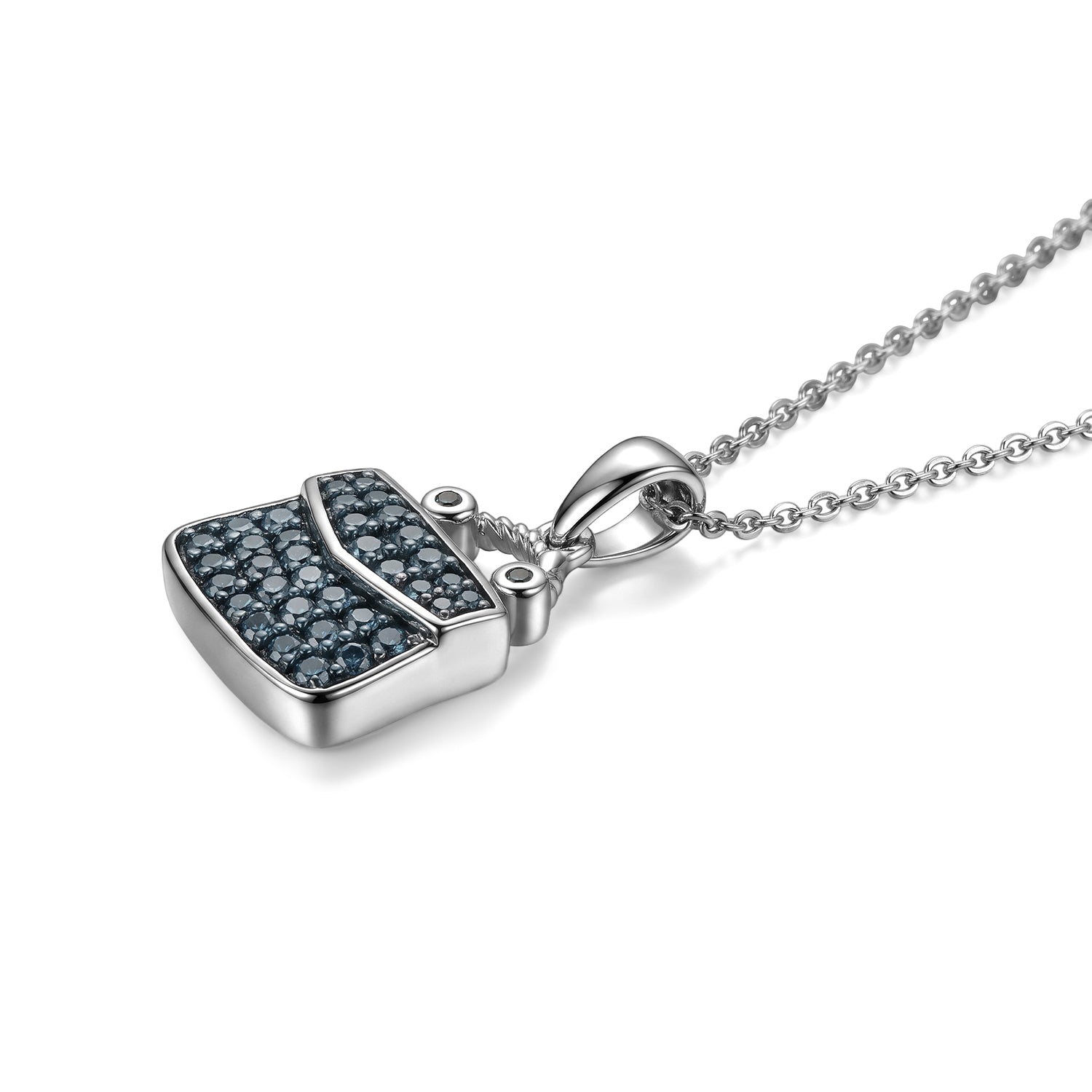 D'Joy Blauer Diamant (IR) Anhänger mit Kette, ca. 50 cm 925 Silber Rhodiniert ca. 0.50 ct