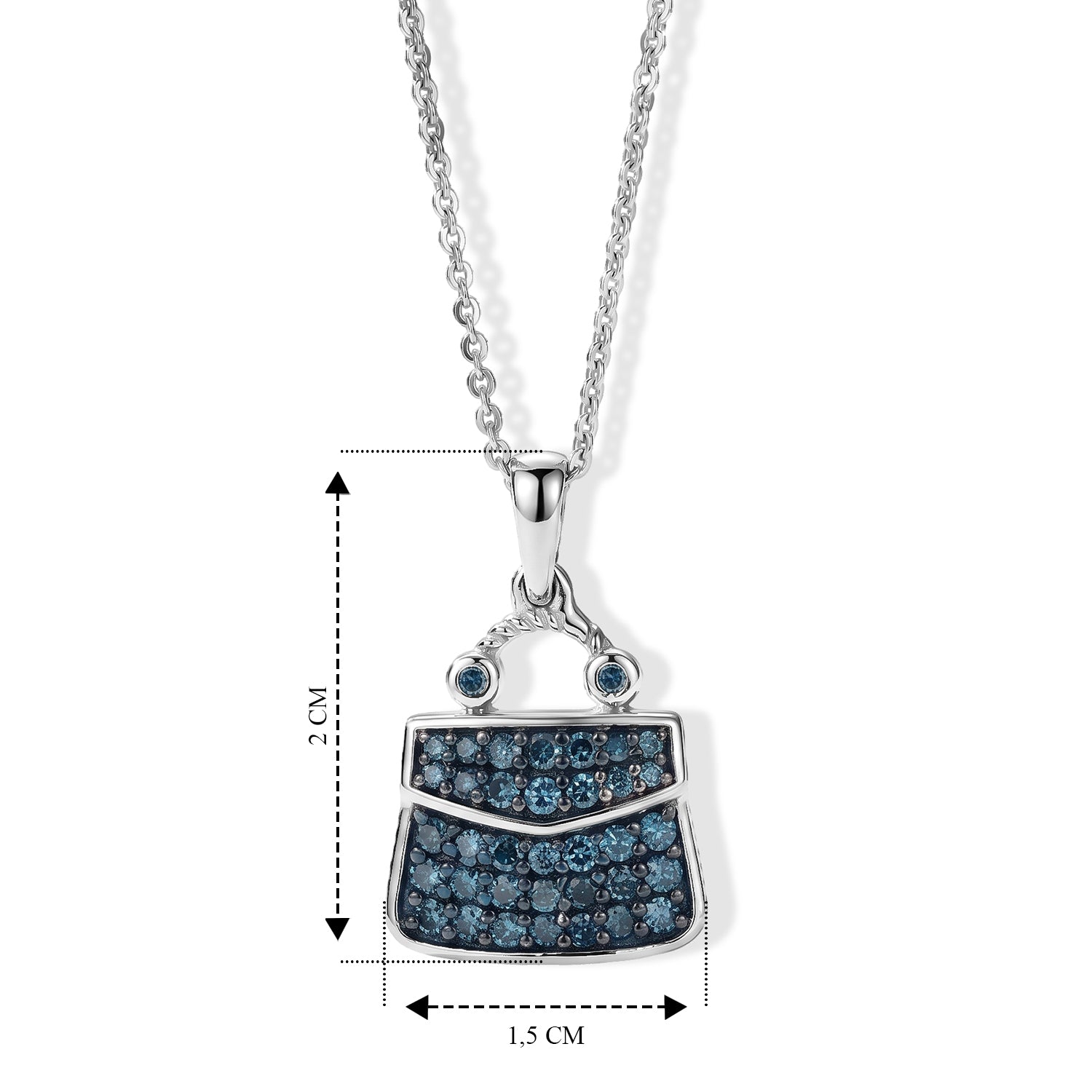 D'Joy Blauer Diamant (IR) Anhänger mit Kette, ca. 50 cm 925 Silber Rhodiniert ca. 0.50 ct