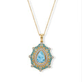 D'Joy AAA Larimar, Schweizer Blautopas Schmuckset ca. 50 cm 925 Silber 750 Gelbgold vermeil ca. 4,85 ct.