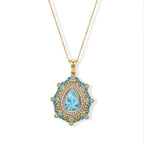 D'Joy AAA Larimar, Schweizer Blautopas Schmuckset ca. 50 cm 925 Silber 750 Gelbgold vermeil ca. 4,85 ct.