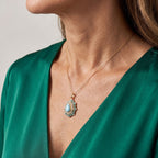 D'Joy AAA Larimar, Schweizer Blautopas Schmuckset ca. 50 cm 925 Silber 750 Gelbgold vermeil ca. 4,85 ct.