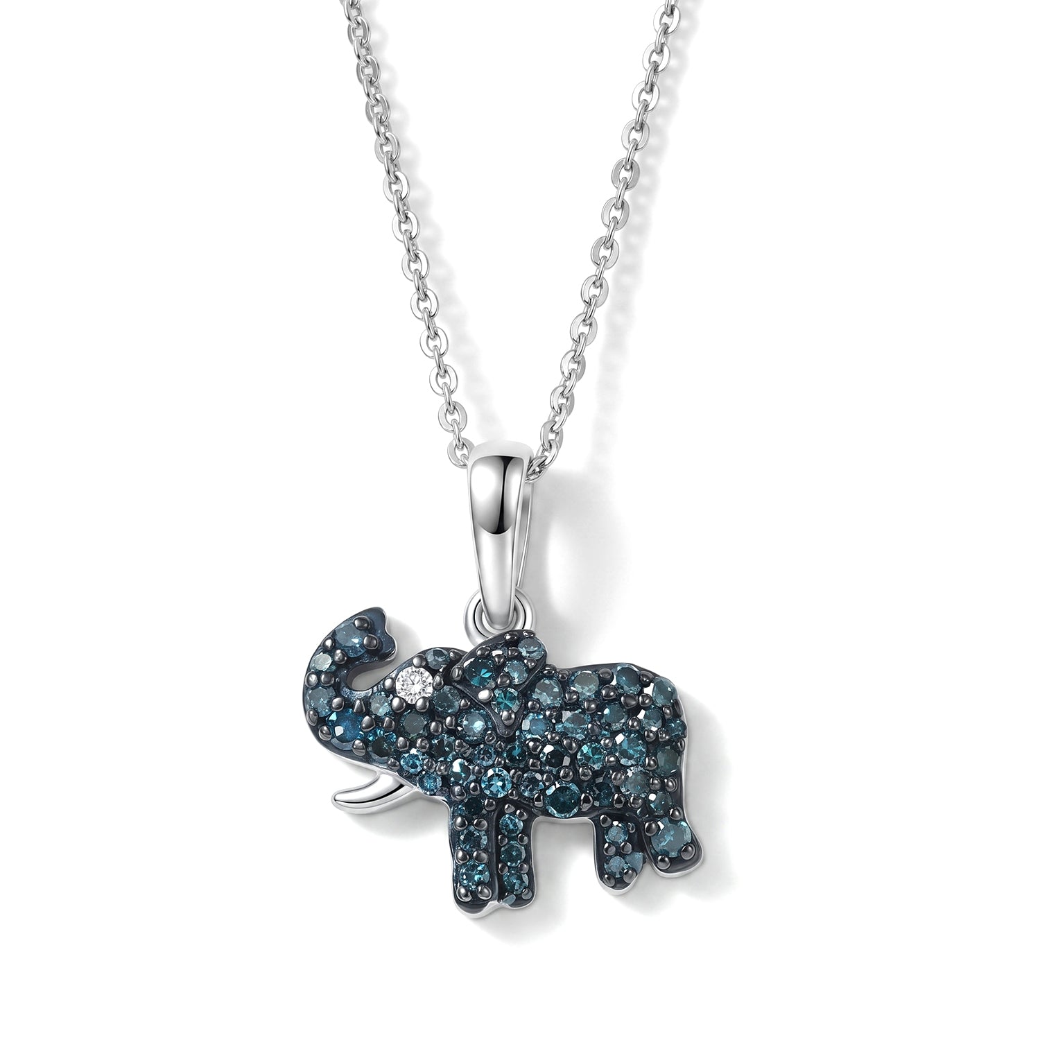 D'Joy Blauer Diamant Schmuckset ca. 50 cm 925 Silber Rhodiniert ca. 0,36 ct.