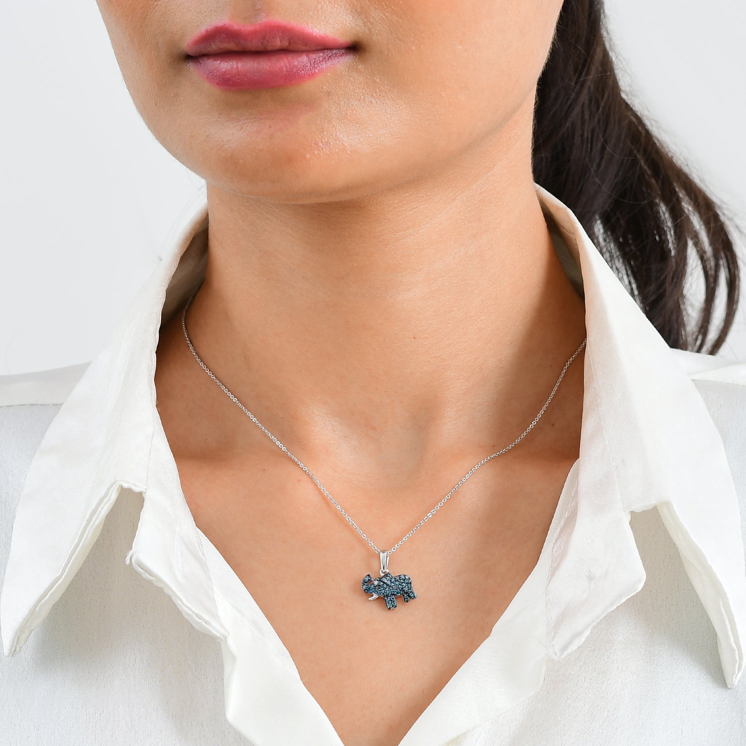D'Joy Blauer Diamant Schmuckset ca. 50 cm 925 Silber Rhodiniert ca. 0,36 ct.