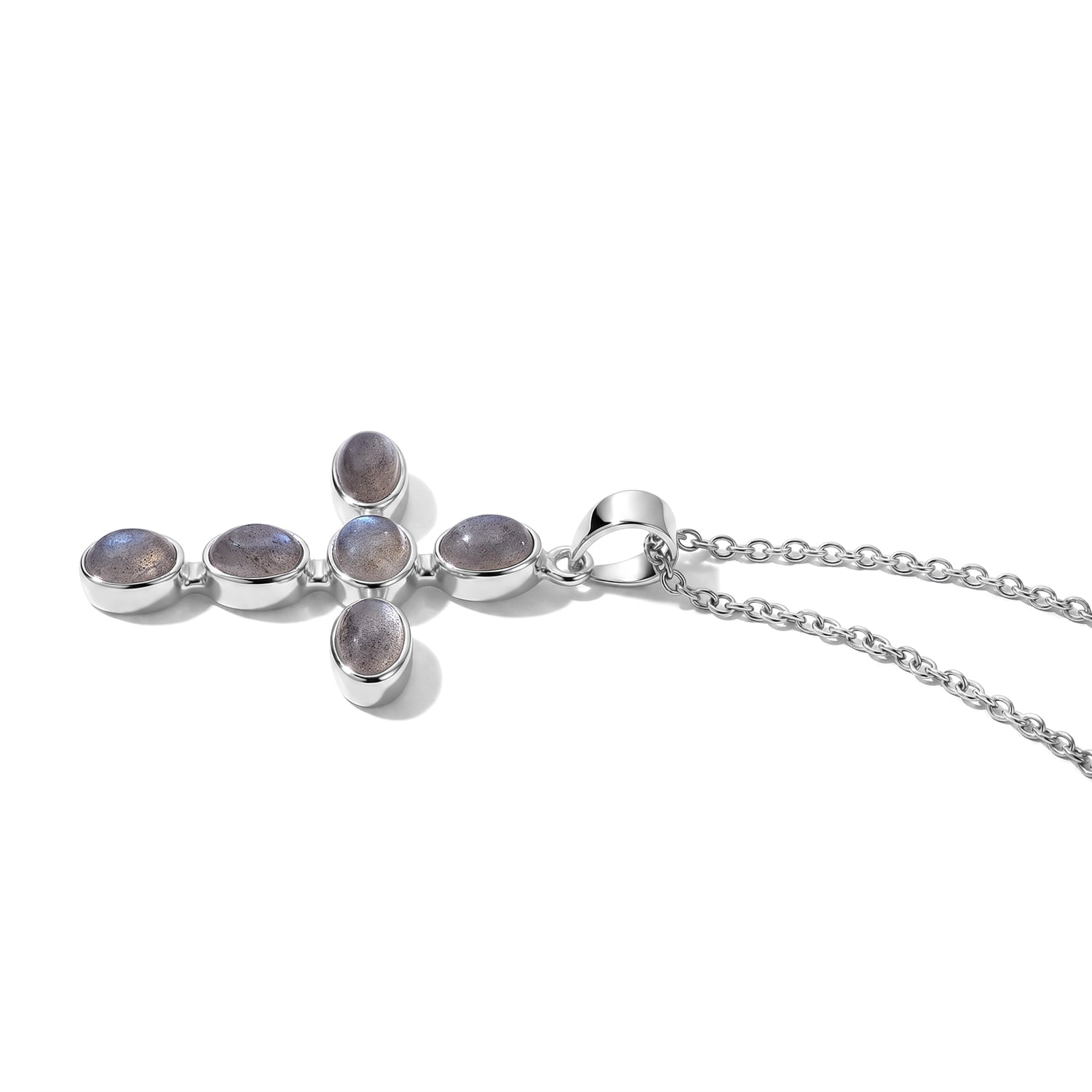 AAA Labradorit Anhänger, 925 Silber, 316L Edelstahl Kette ca. 50 cm ca. 3.52 ct
