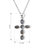 AAA Labradorit Anhänger, 925 Silber, 316L Edelstahl Kette ca. 50 cm ca. 3.52 ct