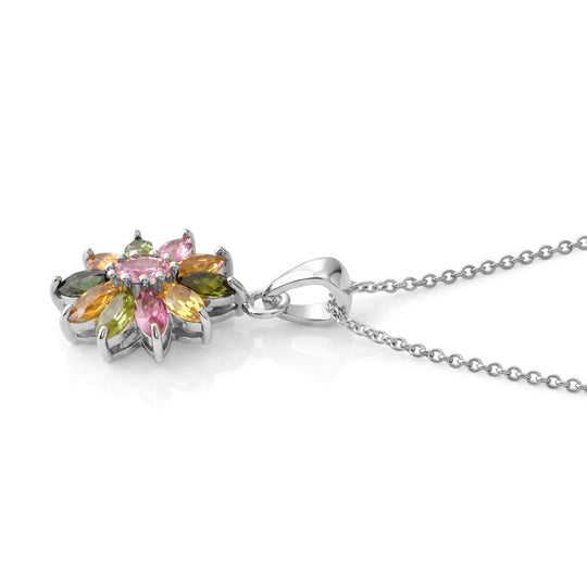 D'Joy AA Mehrfarbig-Turmalin Schmuckset ca. 50 cm 925 Silber Vergoldet ca. 0,85 ct.