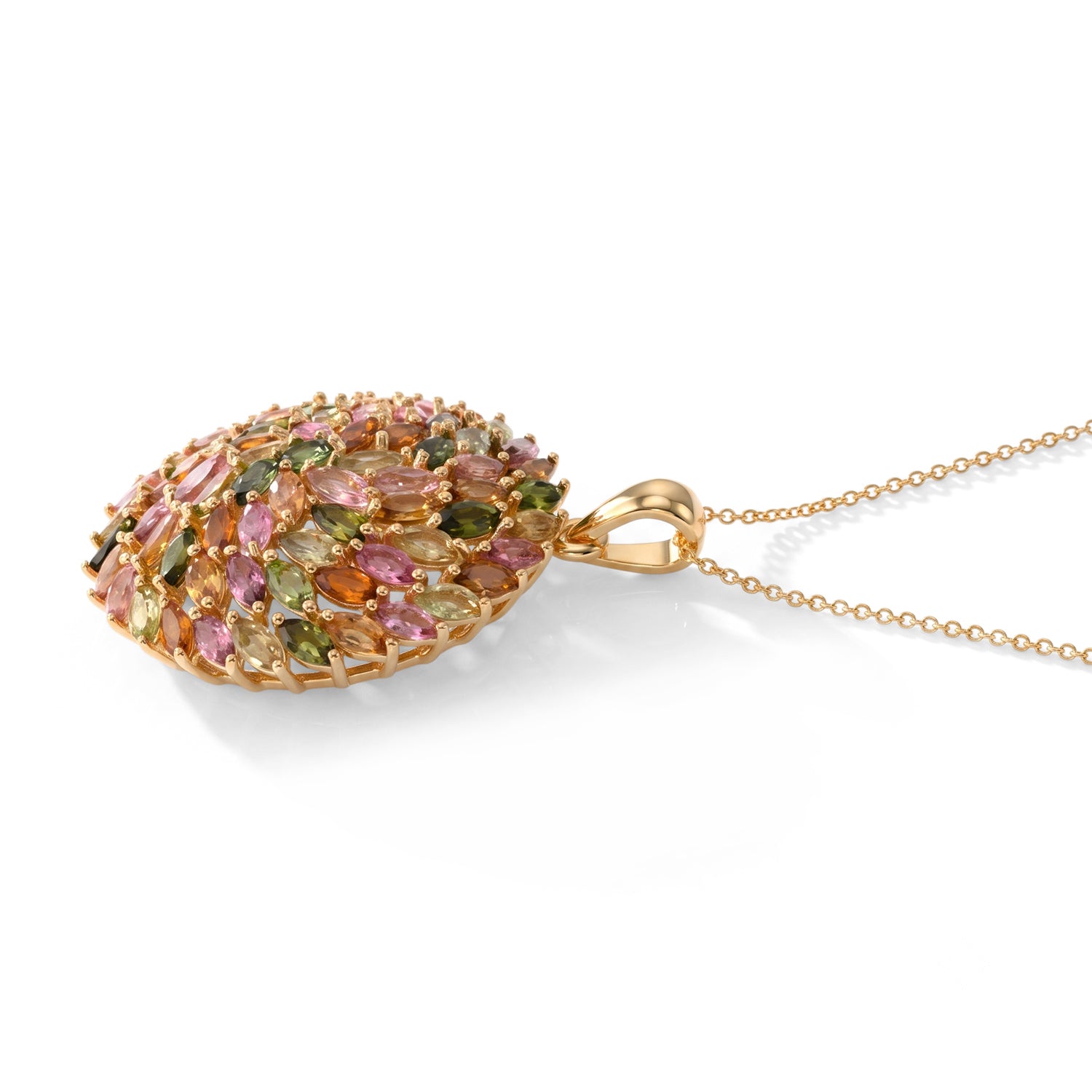 D'Joy AA Mehrfarbig-Turmalin Schmuckset ca. 50 cm 925 Silber 750 Gelbgold vermeil ca. 6,11 ct.