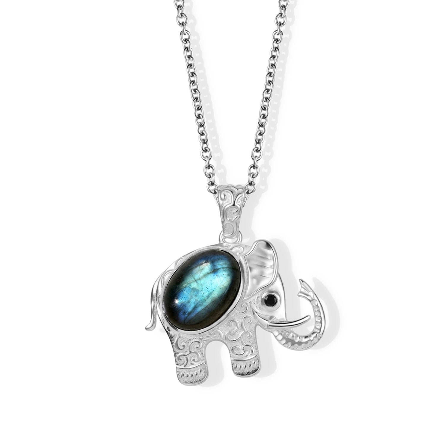 EverTrue AAA Labradorit und schwarzer Spinell Anhänger mit 50cm Edelstahl Kette, Bronze - 6,36 ct.