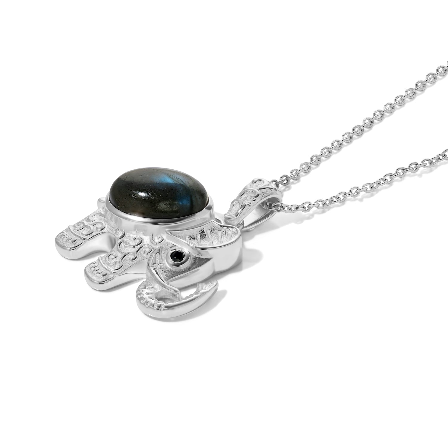 EverTrue AAA Labradorit und schwarzer Spinell Anhänger mit 50cm Edelstahl Kette, Bronze - 6,36 ct.