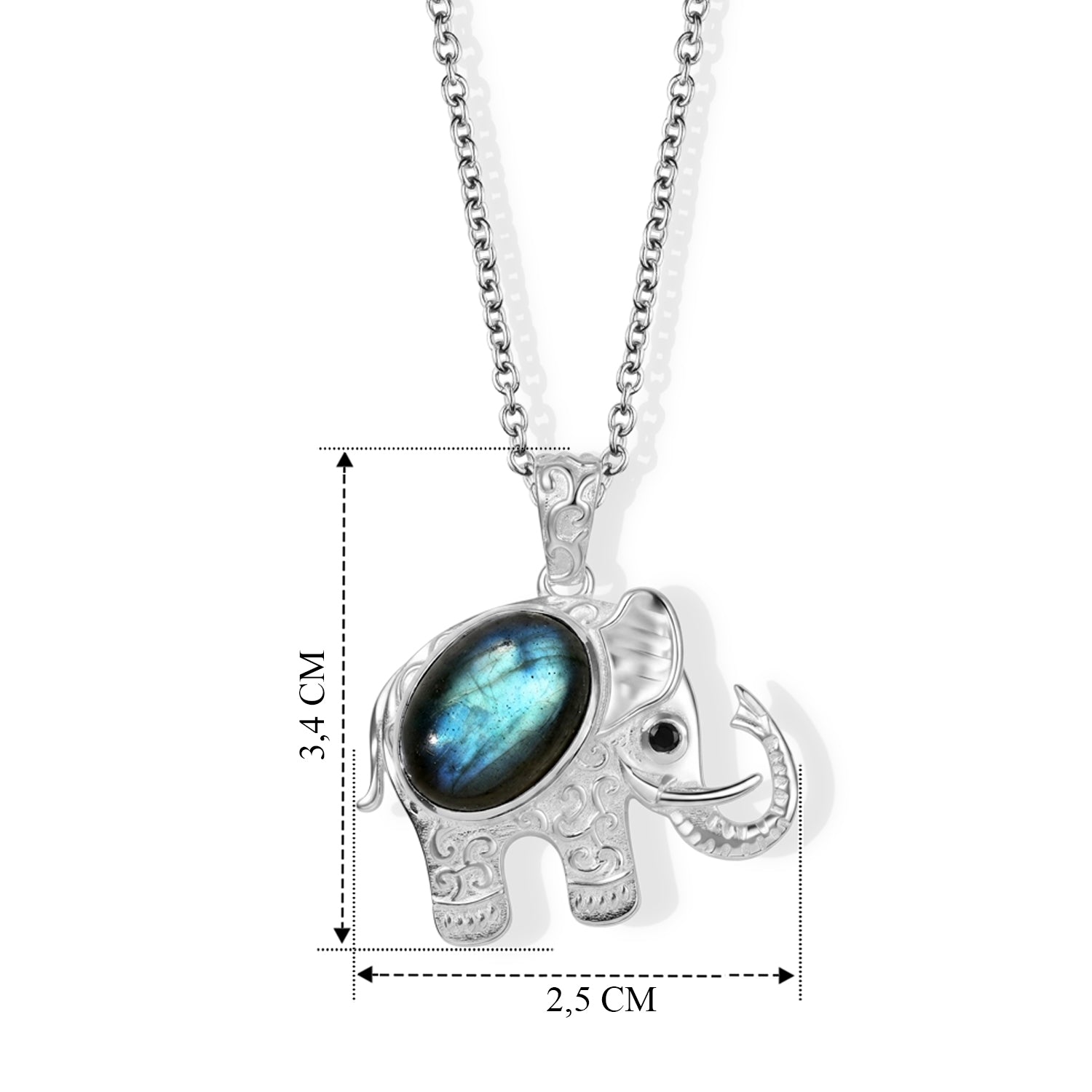 EverTrue AAA Labradorit und schwarzer Spinell Anhänger mit 50cm Edelstahl Kette, Bronze - 6,36 ct.