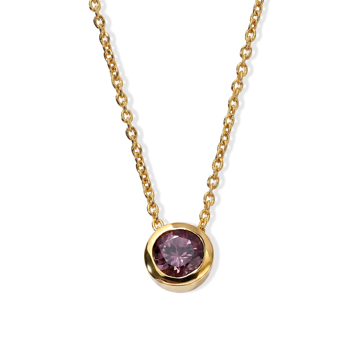 D'Joy Farbwechsel Granat Anhänger mit 50cm Kette, 925 Silber 750 Gelbgold Vermeil - 0,60 ct.