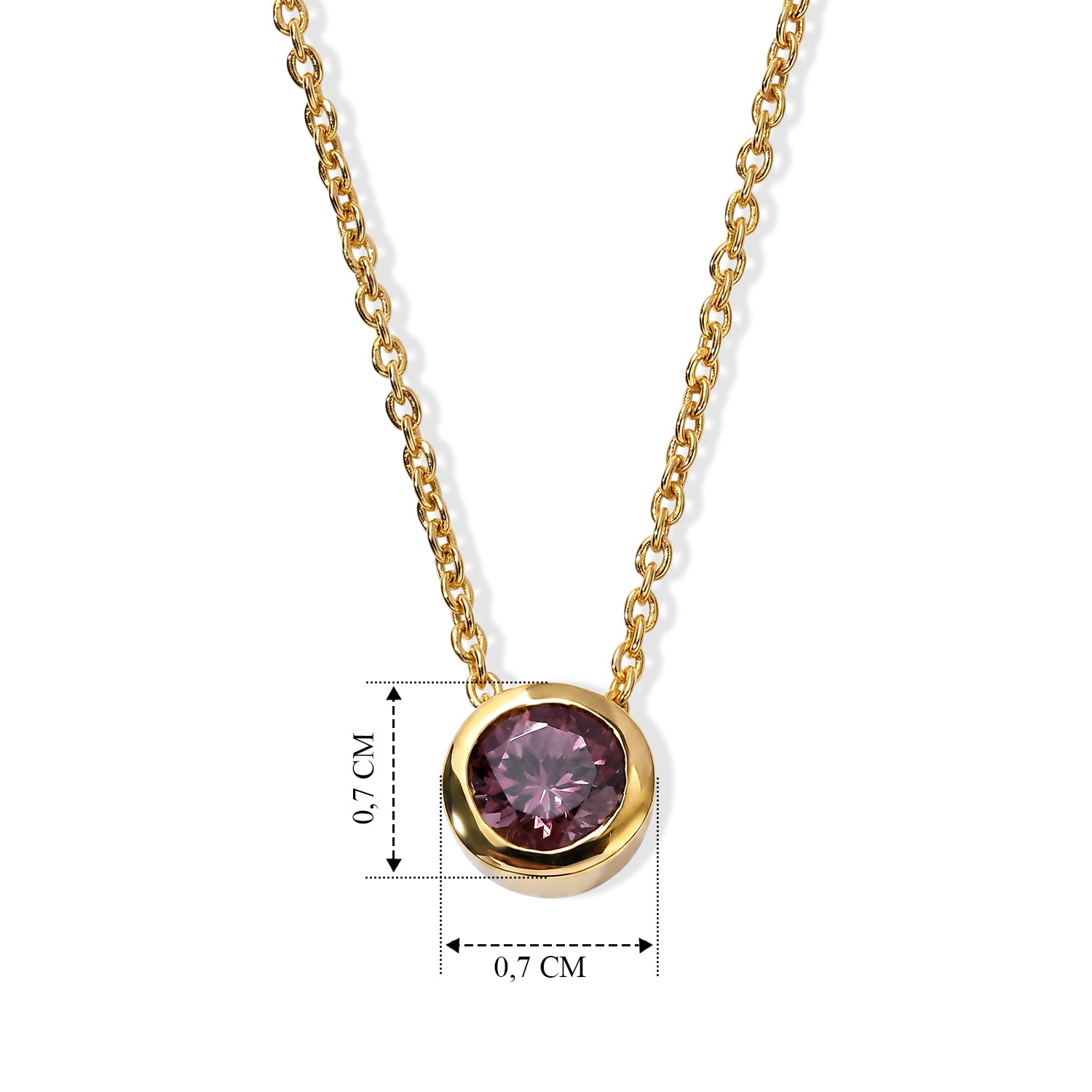 D'Joy Farbwechsel Granat Anhänger mit 50cm Kette, 925 Silber 750 Gelbgold Vermeil - 0,60 ct.