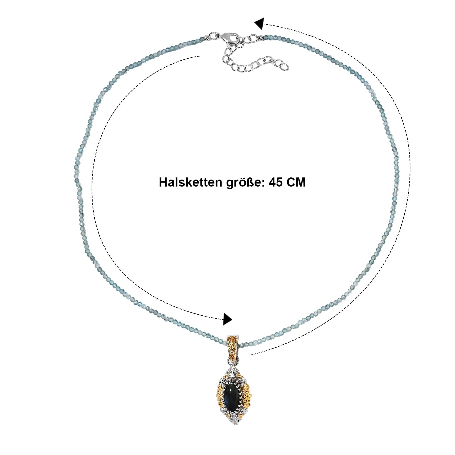 EVER TRUE AA Labradorit, Apatit Schmuckset ca. 50 cm ca. 5,18 ct.