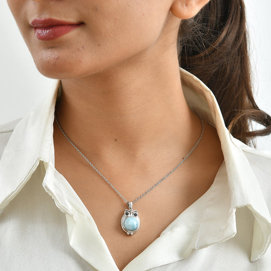 EVER TRUE AA Larimar, Schwarzer Spinell Schmuckset ca. 50 cm ca. 6,37 ct.