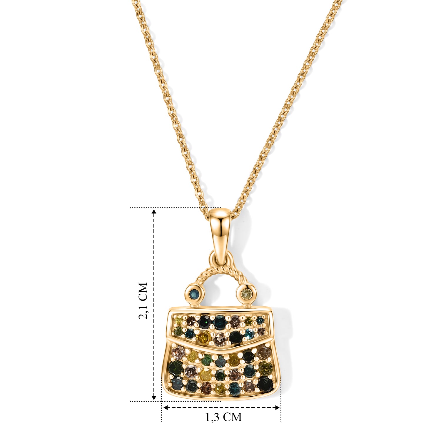 D'Joy Blauer Diamant, Gelber Diamant (IR) Anhänger mit Kette, ca. 50 cm 925 Silber 750 Gelbgold vermeil ca. 0.47 ct