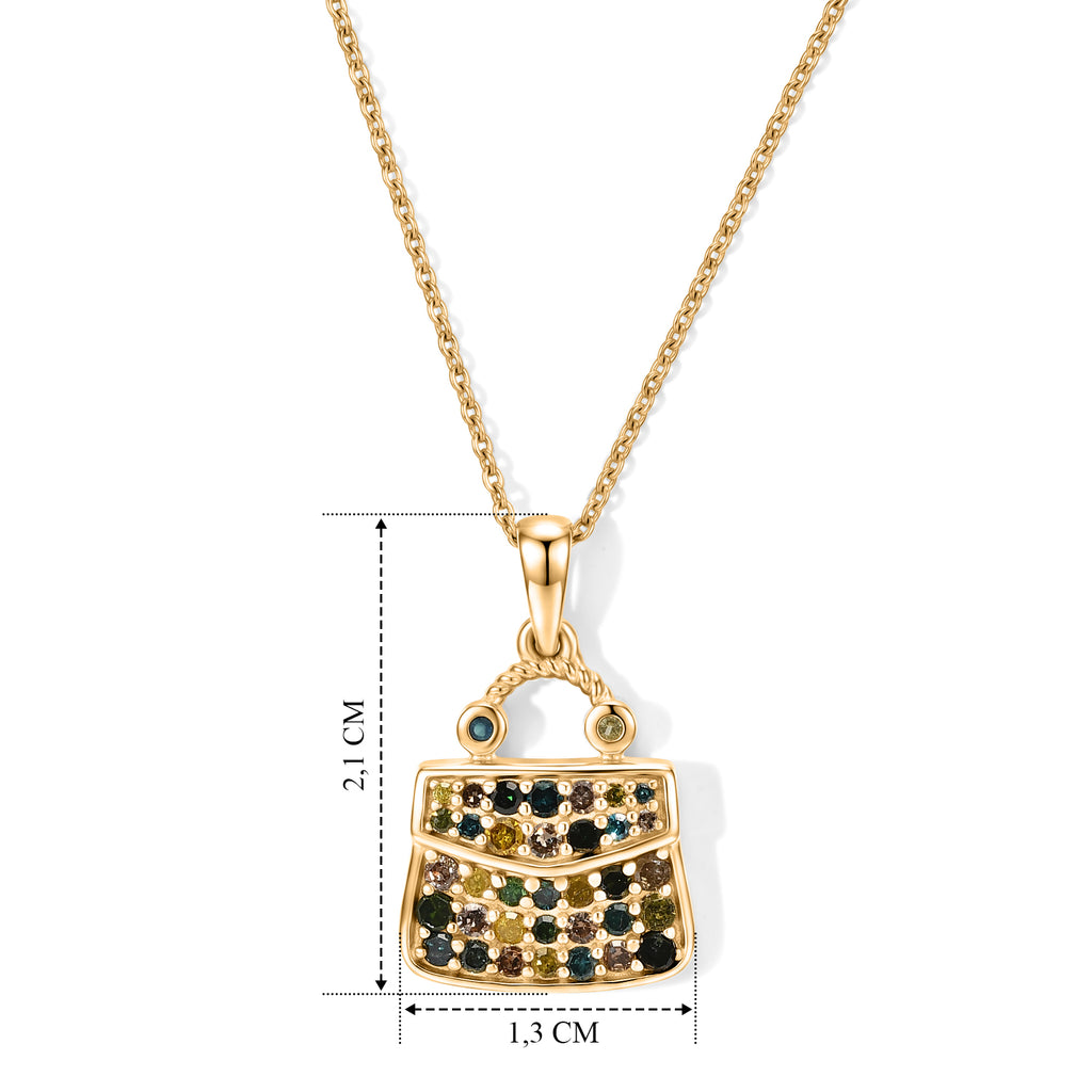 D'Joy Blauer Diamant, Gelber Diamant Schmuckset ca. 50 cm 925 Silber 750 Gelbgold vermeil ca. 0,47 ct.