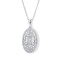 LUXURIANT SGL zertifizierter SI-GH Labor Diamant Cluster Halo Anhänger mit 50cm Kette, 925 Silber rhodiniert - 1,01 ct.