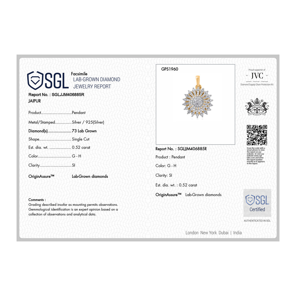 LUXURIANT DIAMOND - Lab Grown Diamant SGL zertifiziert SI-GH Schmuckset ca. 50 cm 925 Silber 750 Gelbgold vermeil ca. 0,53 ct.