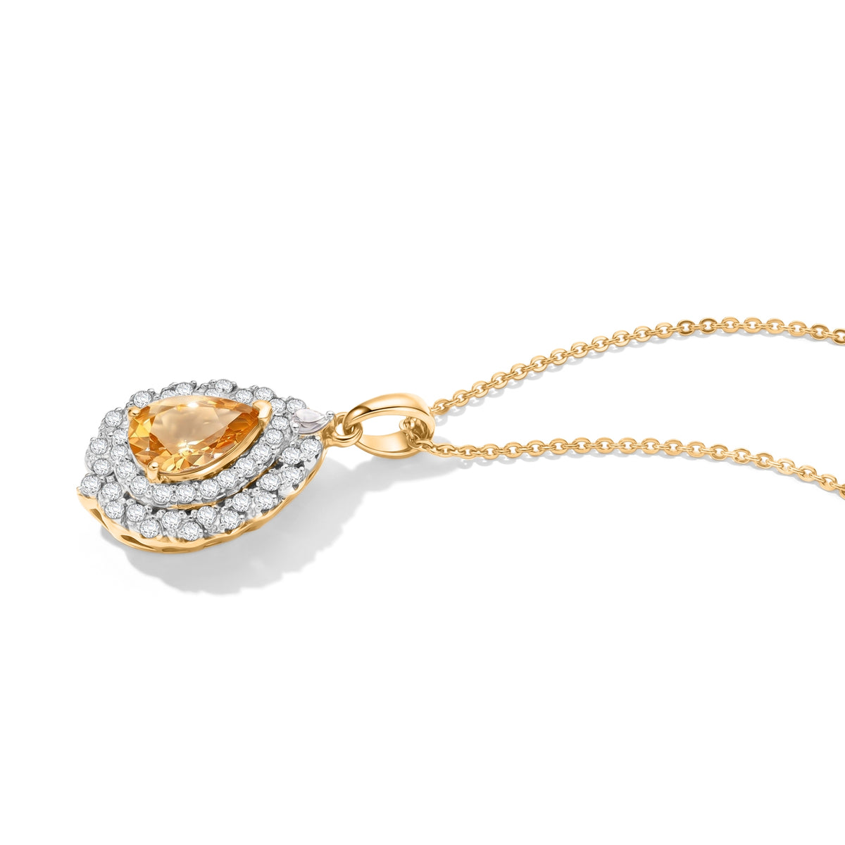 D'Joy AA Heliodor, Moissanit Schmuckset ca. 45 cm 925 Silber 750 Gelbgold vermeil ca. 2,48 ct.