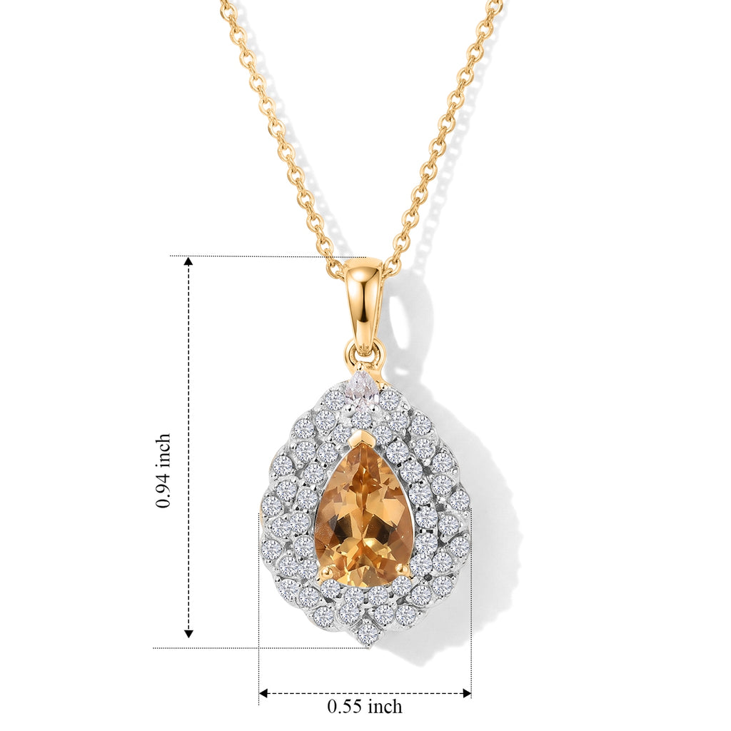 D'Joy AA Heliodor, Moissanit Schmuckset ca. 45 cm 925 Silber 750 Gelbgold vermeil ca. 2,48 ct.