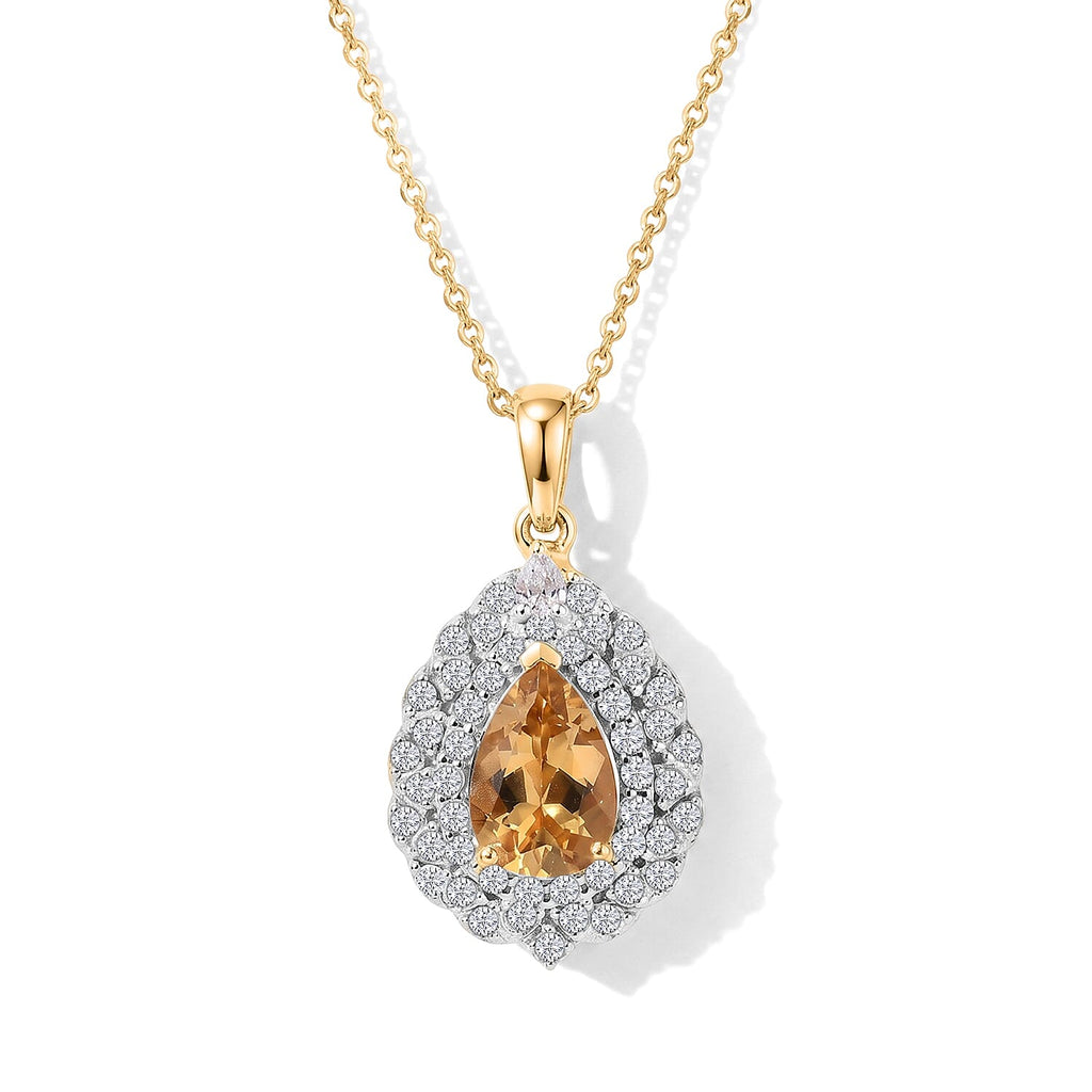 D'Joy AA Heliodor, Moissanit Schmuckset ca. 45 cm 925 Silber 750 Gelbgold vermeil ca. 2,48 ct.