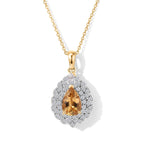 D'Joy AA Heliodor, Moissanit Schmuckset ca. 45 cm 925 Silber 750 Gelbgold vermeil ca. 2,48 ct.