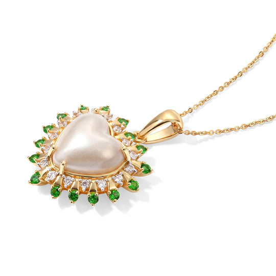 D'Joy Rosa Mabe Perle (14 mm), Afrikanischer Rubin (Fissure gefüllt) Schmuckset ca. 50 cm 925 Silber 750 Roségold vermeil 7.16 ct