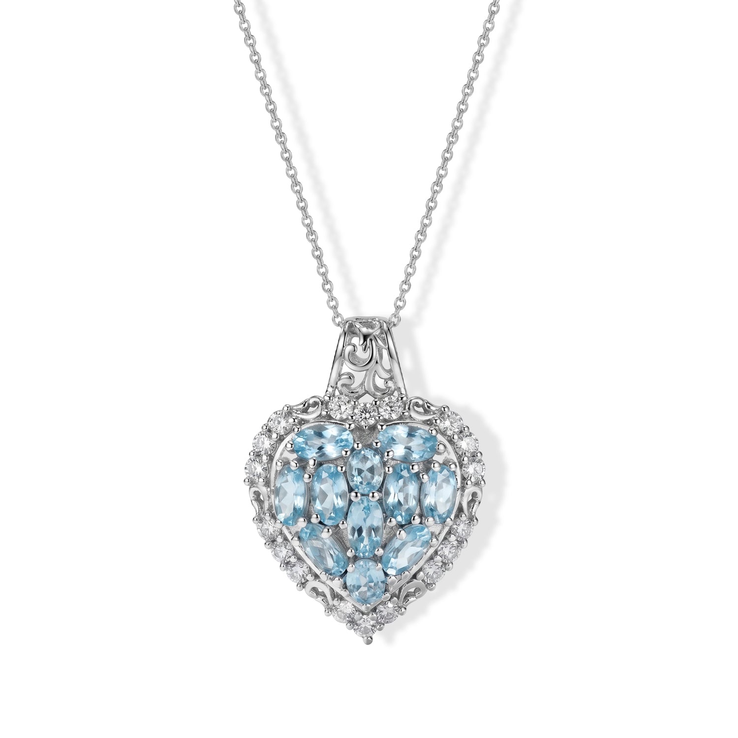 D'Joy Blauer Zirkon Schmuckset ca. 50 cm 925 Silber Rhodiniert ca. 4,77 ct.