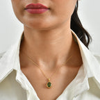 D'Joy Natürlicher grüner Apatit Schmuckset ca. 50 cm 925 Silber 750 Gelbgold vermeil ca. 2,83 ct.