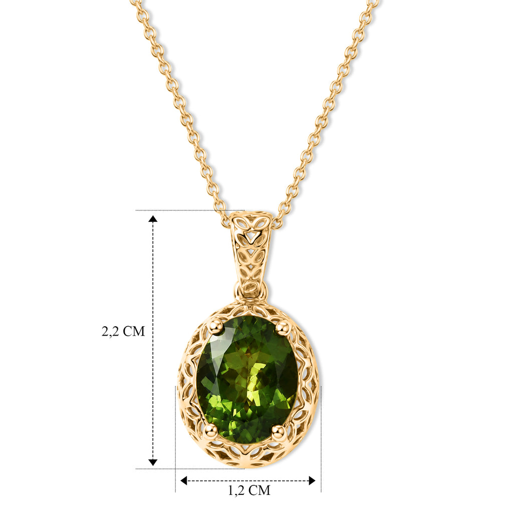 D'Joy Natürlicher grüner Apatit Schmuckset ca. 50 cm 925 Silber 750 Gelbgold vermeil ca. 2,83 ct.