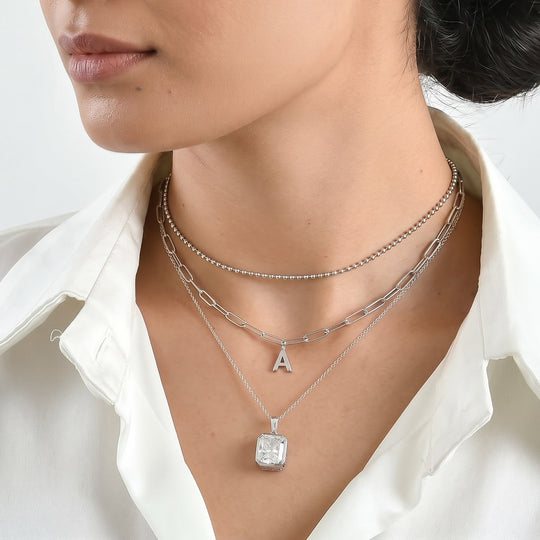 D'Joy Moissanit Anhänger mit Kette, ca. 50 cm 925 Silber Rhodiniert ca. 4.07 ct