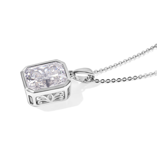 D'Joy Moissanit Anhänger mit Kette, ca. 50 cm 925 Silber Rhodiniert ca. 4.07 ct