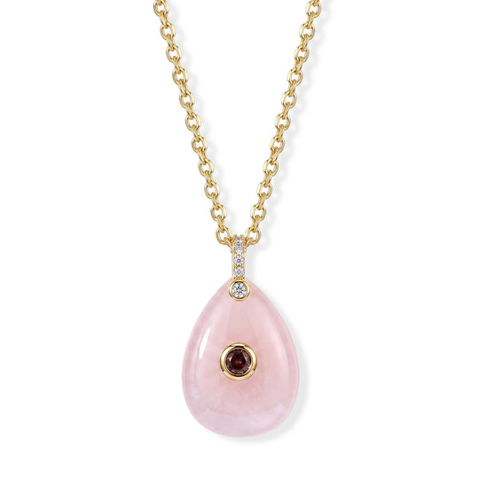 Opalit, Kristall und Zirkonia Anhänger mit 50cm Kette, Messing - 20 ct.