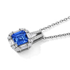 D'Joy Farbwechsel Fluorit und Moissanit Anhänger mit 50cm Edelstahl-Kette, 925 Silber rhodiniert - 3,70 ct.