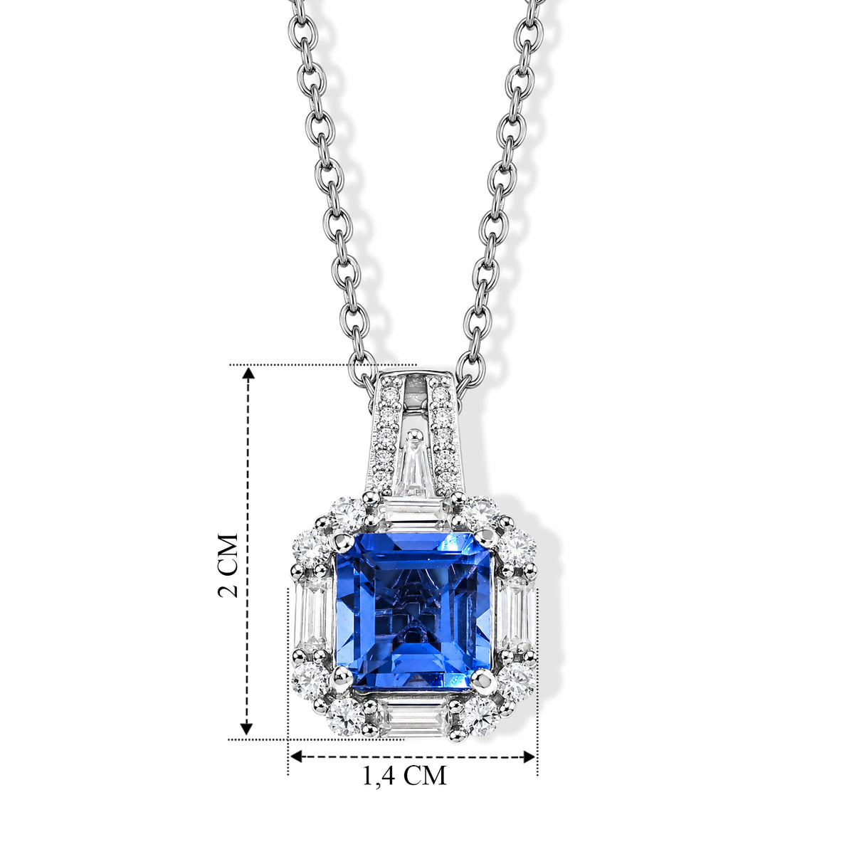 D'Joy Farbwechsel Fluorit und Moissanit Anhänger mit 50cm Edelstahl-Kette, 925 Silber rhodiniert - 3,70 ct.