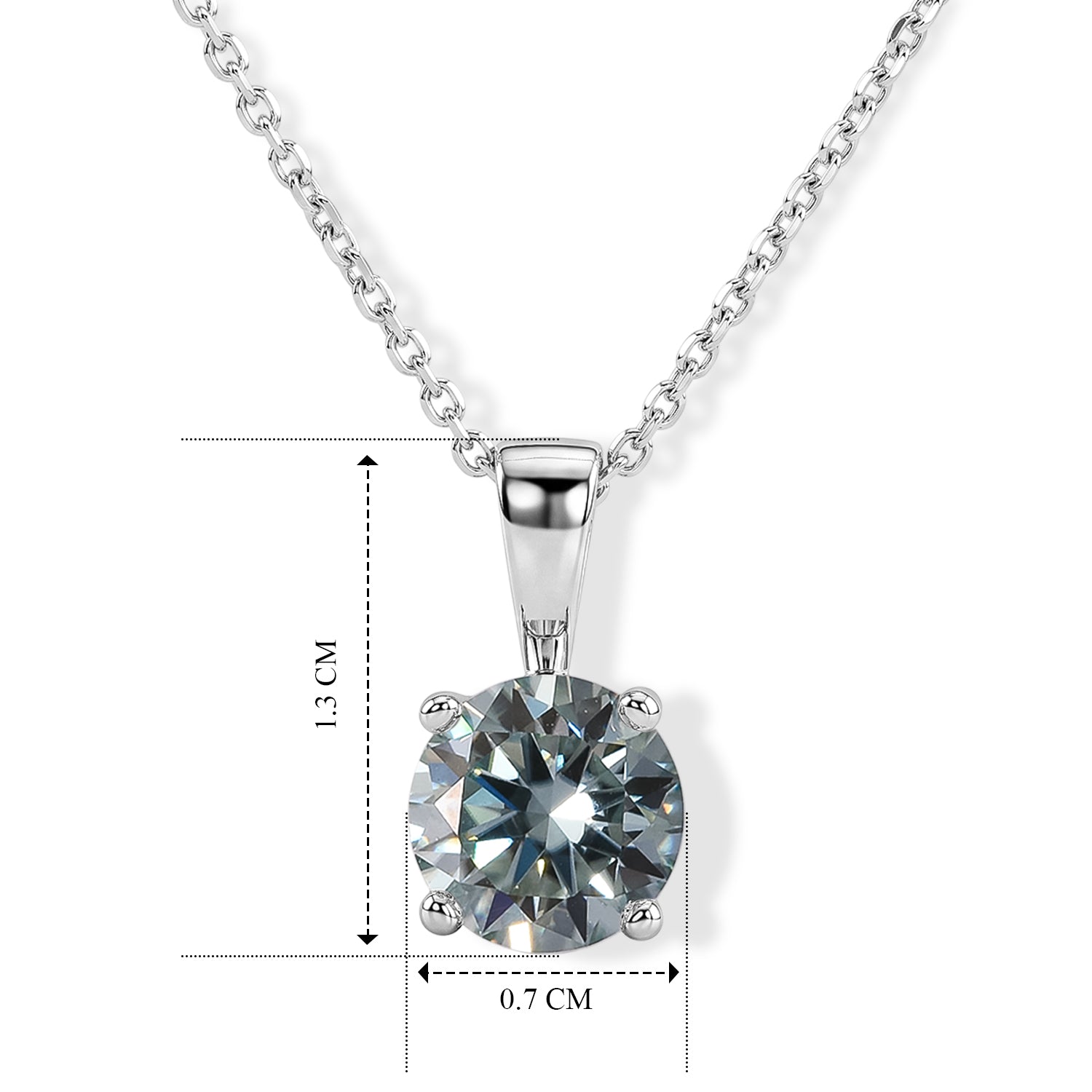 D'Joy Paraiba Moissanit Solitär Anhänger mit 45cm Kette, 925 Silber rhodiniert - 1,21 ct.
