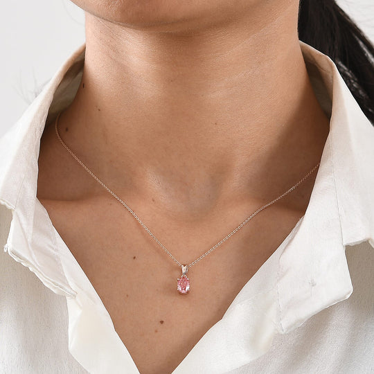 LUXURIANT zertifizierter und geprüfter VS-EF SGL zertifizierter Labor rosa Diamant Anhänger mit 45cm Kette, 925 Silber 750 Roségold Vermeil - 1,06 ct.
