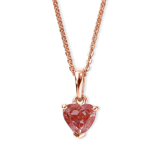 LUXURIANT zertifizierter und geprüfter VS-EF SGL zertifizierter Labor rosa Diamant Anhänger mit 45cm Kette, 925 Silber 750 Roségold Vermeil - 1,06 ct.