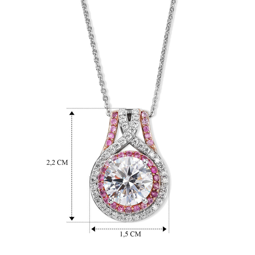 D'Joy Moissanit, Rosa Saphir Schmuckset ca. 50 cm 925 Silber Rhodiniert ca. 3,23 ct.