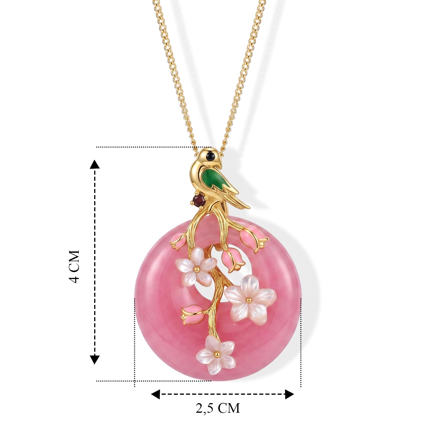 JARDIN KOLLEKTION D'Joy Rosa Jade, Roter Granat Schmuckset ca. 45 cm 925 Silber Vergoldet 20.07 ct