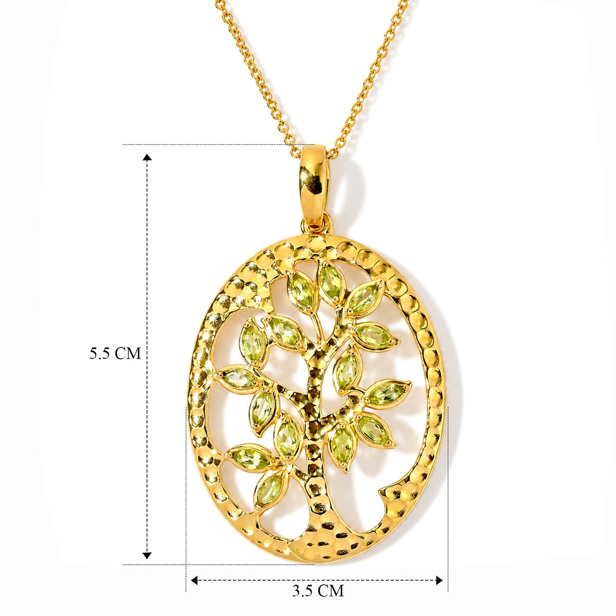 EverTrue Arizona Peridot Anhänger mit 50cm Edelstahl Kette, Bronze mit Gelbgold E-Beschichtung - 2,13 ct.