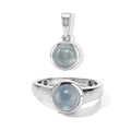 2er Set - EVER TRUE Milchiger Aquamarin Ring und Anhänger, (Größe 18.00) ca. 3,21 ct.