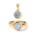 2er Set - EVER TRUE Milky Aquamarin Ring und Anhänger, (Größe 21.00) ca. 3.21 ct